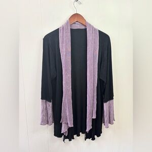 Heydari art to wear open cardigan jacket lagenlook size M black purple